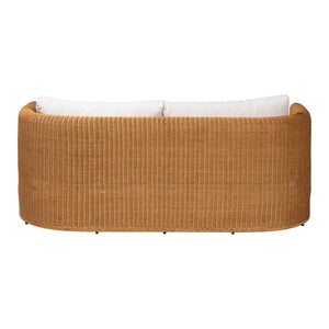 Baxton Studio Bali Carina Handwoven Natural Rattan 3-seater Sofa With Plush Cushions For Boho Coastal Living Light Honey Natural Rattan,Metal (Internal Frame),Fabric "100% Polyester",Foam Palm-light Honey/Rattan-cushioned-sofa