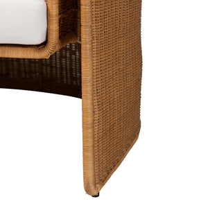 Baxton Studio Bali Carina Handwoven Natural Rattan 3-seater Sofa With Plush Cushions For Boho Coastal Living Light Honey Natural Rattan,Metal (Internal Frame),Fabric "100% Polyester",Foam Palm-light Honey/Rattan-cushioned-sofa