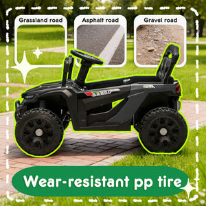 English Elm 24v Kids Utv Ride on with Dual 80w Motors Remote Control and Four Wheel Suspension Black W1578P342134