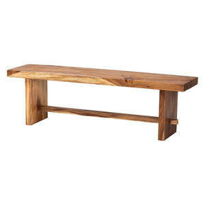 Baxton Studio bali Biyu Suar Wood Dining Bench - Handcrafted Live Edge Rustic Seating for Dining or Entryway Decor Biyu-Natural/Wooden-Bench