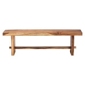 Baxton Studio bali Biyu Suar Wood Dining Bench - Handcrafted Live Edge Rustic Seating for Dining or Entryway Decor Biyu-Natural/Wooden-Bench