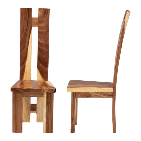 Baxton Studio bali Bali Lin Suar Wood Dining Chair Set of 2 - Handcrafted Rustic Modern Accent Seating for Any Space Lin-Natural/Wooden-DC