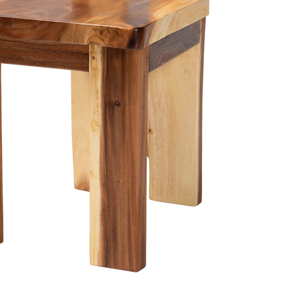 Baxton Studio bali Bali Lin Suar Wood Dining Chair Set of 2 - Handcrafted Rustic Modern Accent Seating for Any Space Lin-Natural/Wooden-DC