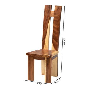 Baxton Studio bali Bali Lin Suar Wood Dining Chair Set of 2 - Handcrafted Rustic Modern Accent Seating for Any Space Lin-Natural/Wooden-DC