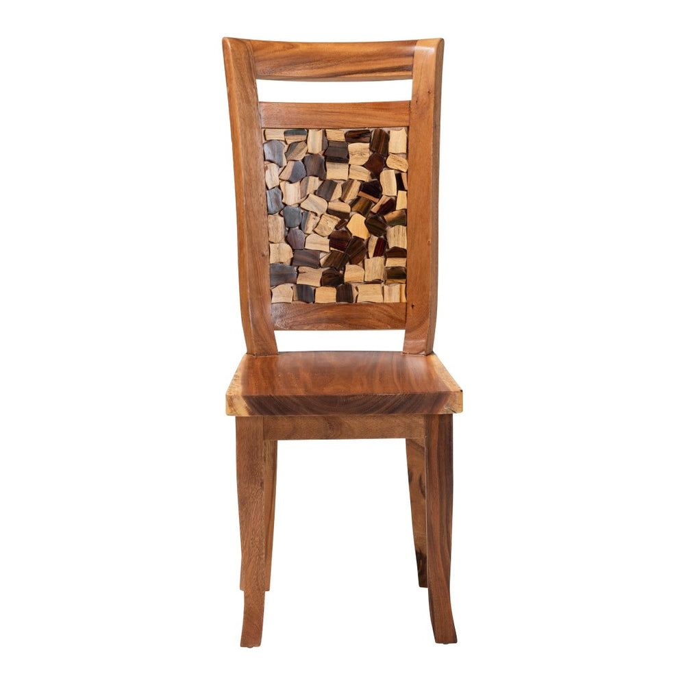 Baxton Studio bali Luan Suar Wood Dining Chair - Handcrafted Accent with Mosaic Backrest, Rustic Modern Style for Home Luan-Natural/Wooden-DC