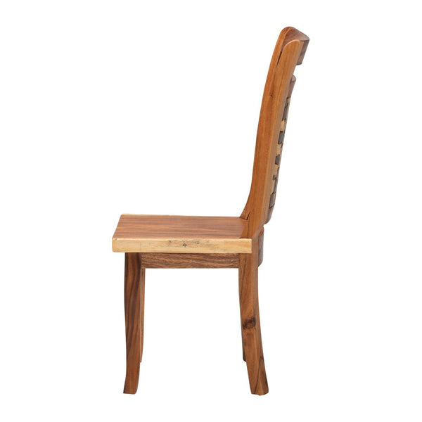 Baxton Studio bali Luan Suar Wood Dining Chair - Handcrafted Accent with Mosaic Backrest, Rustic Modern Style for Home Luan-Natural/Wooden-DC