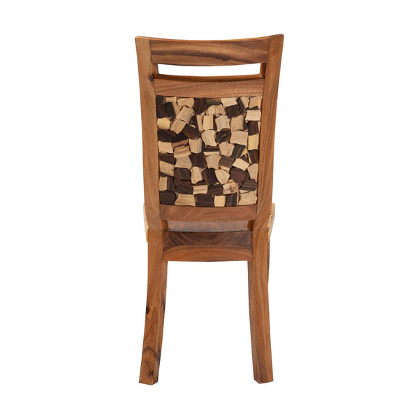 Baxton Studio bali Luan Suar Wood Dining Chair - Handcrafted Accent with Mosaic Backrest, Rustic Modern Style for Home Luan-Natural/Wooden-DC