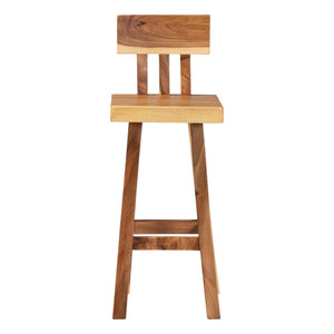 Baxton Studio bali Luli Suar Wood Bar Stool - Handcrafted Rustic Modern Seating, Unique Design for Kitchen or Bar Luli-Natural/Wooden-BS