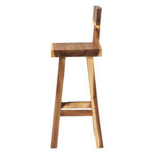Baxton Studio bali Luli Suar Wood Bar Stool - Handcrafted Rustic Modern Seating, Unique Design for Kitchen or Bar Luli-Natural/Wooden-BS