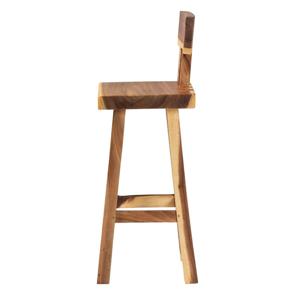 Baxton Studio bali Luli Suar Wood Bar Stool - Handcrafted Rustic Modern Seating, Unique Design for Kitchen or Bar Luli-Natural/Wooden-BS