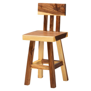 Baxton Studio bali Luli Suar Wood Counter Stool - Artisanal Solid Wood Seating for Stylish Kitchen & Dining Areas Luli-Natural/Wooden-CS