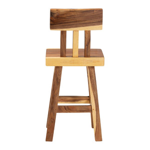 Baxton Studio bali Luli Suar Wood Counter Stool - Artisanal Solid Wood Seating for Stylish Kitchen & Dining Areas Luli-Natural/Wooden-CS