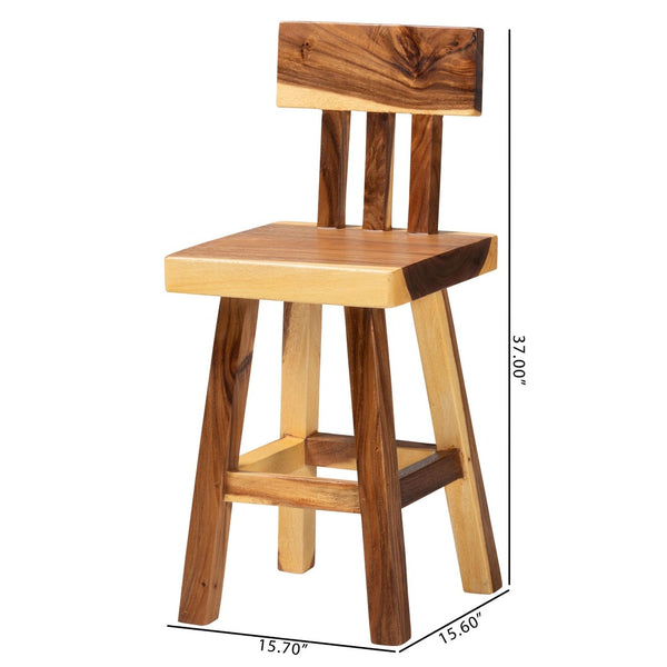 Baxton Studio bali Luli Suar Wood Counter Stool - Artisanal Solid Wood Seating for Stylish Kitchen & Dining Areas Luli-Natural/Wooden-CS