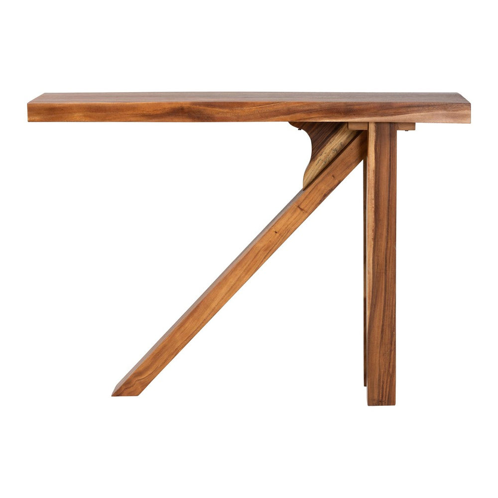 Baxton Studio bali Luli Suar Wood Bar Table - Handcrafted Solid Wood Console with Tripod Base for Modern Spaces Luli-Natural/Wooden-Bar Table-Setup-Box