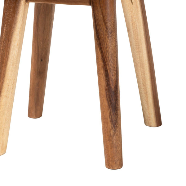 Baxton Studio bali Jia Suar Wood End Table - Handcrafted Round Accent Table with Live Edge, Rustic Boho Charm Jia-Natural/Wooden-End Table