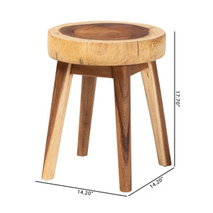 Baxton Studio bali Jia Suar Wood End Table - Handcrafted Round Accent Table with Live Edge, Rustic Boho Charm Jia-Natural/Wooden-End Table