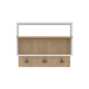 English Elm Bigler Wall Mounted Shelf with Hooks Minimalist Entryway Organizer for Modern Homes B092P390623
