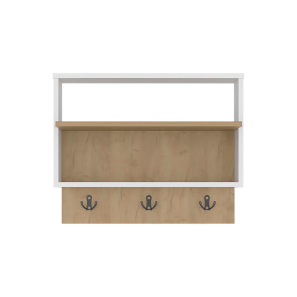 English Elm Bigler Wall Mounted Shelf with Hooks Minimalist Entryway Organizer for Modern Homes B092P390623