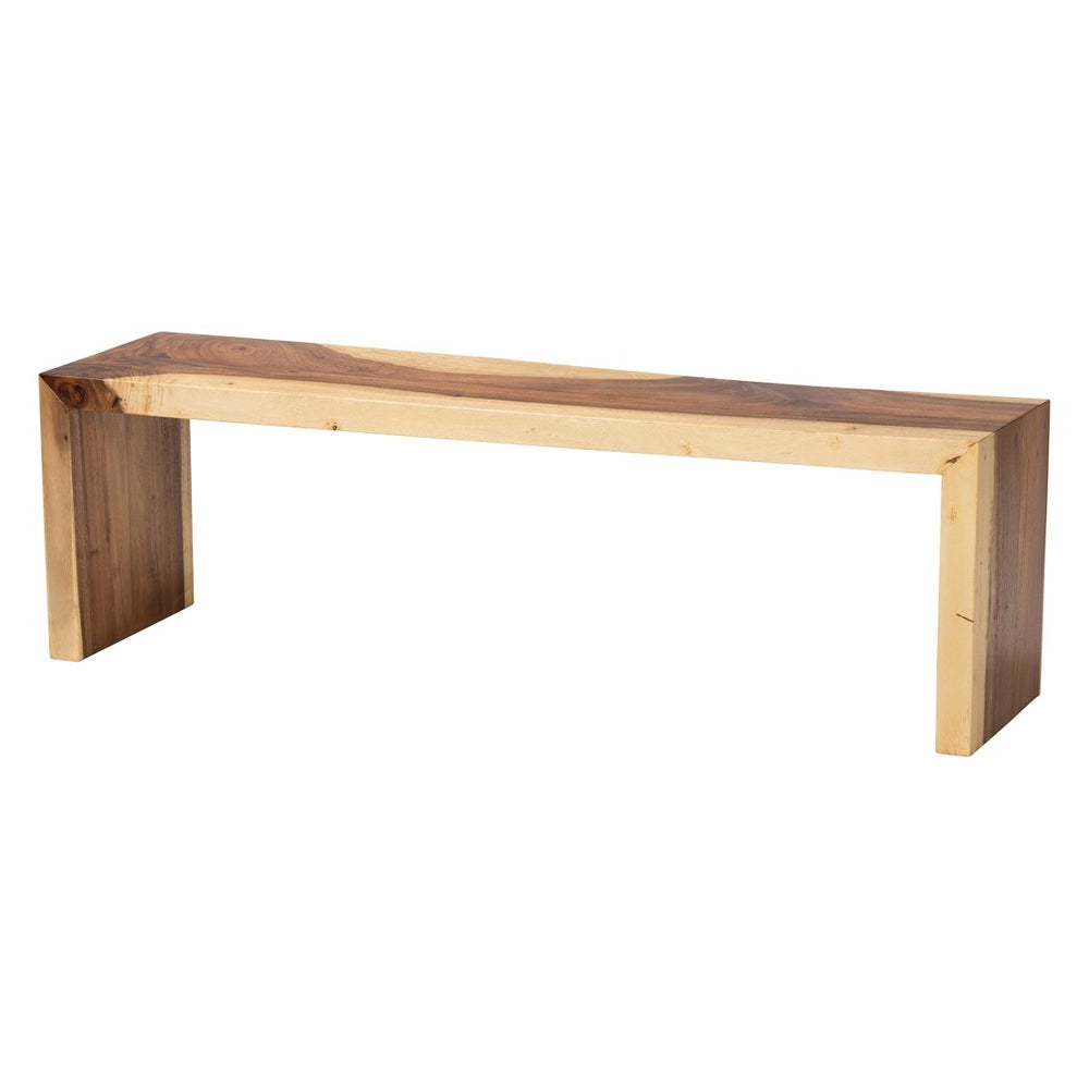 Baxton Studio bali & pari Bai Solid Suar Wood Accent Bench - Handcrafted Modern Rustic Seating for Any Space Bai-Natural/Wooden-Bench