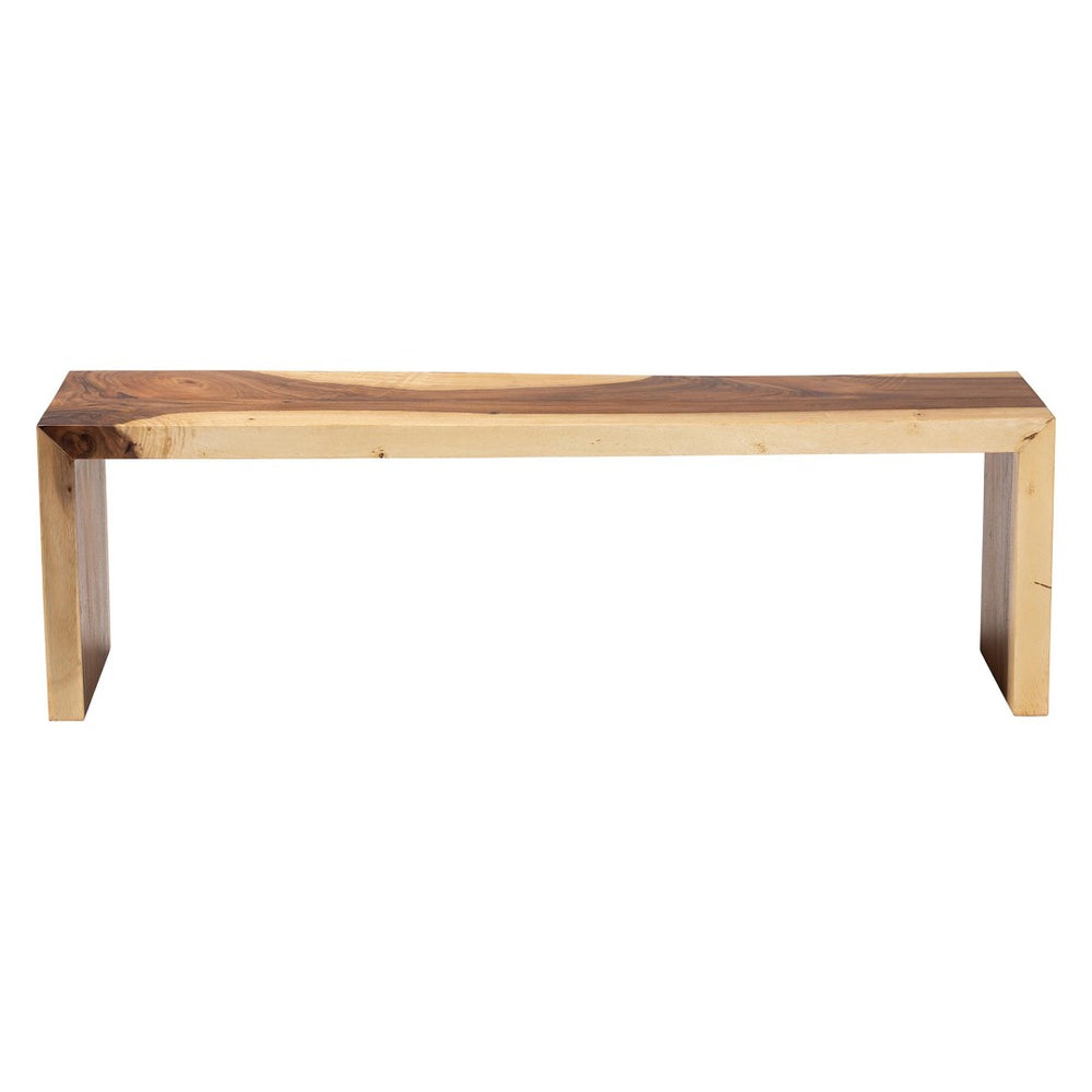 Baxton Studio bali & pari Bai Solid Suar Wood Accent Bench - Handcrafted Modern Rustic Seating for Any Space Bai-Natural/Wooden-Bench