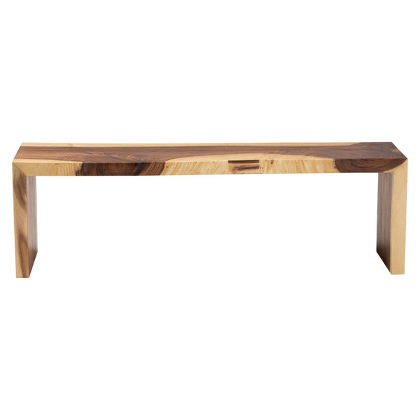 Baxton Studio bali & pari Bai Solid Suar Wood Accent Bench - Handcrafted Modern Rustic Seating for Any Space Bai-Natural/Wooden-Bench