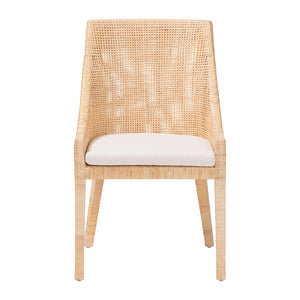 Baxton Studio bali Bali Beata Natural Rattan Dining Chair - Handcrafted Wingback Accent with Removable Cushion & Coastal Charm Beata-Light Honey/Wooden-Cushioned-DC