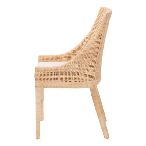 Baxton Studio bali Bali Beata Natural Rattan Dining Chair - Handcrafted Wingback Accent with Removable Cushion & Coastal Charm Beata-Light Honey/Wooden-Cushioned-DC