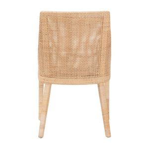 Baxton Studio bali Bali Beata Natural Rattan Dining Chair - Handcrafted Wingback Accent with Removable Cushion & Coastal Charm Beata-Light Honey/Wooden-Cushioned-DC