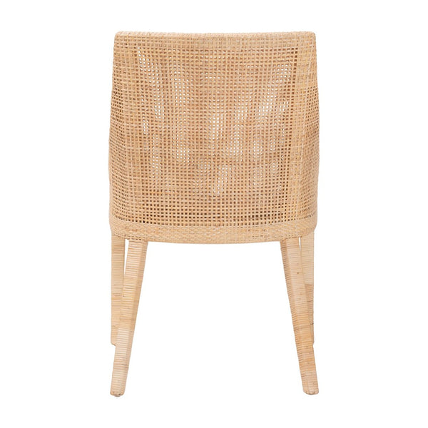 Baxton Studio bali Bali Beata Natural Rattan Dining Chair - Handcrafted Wingback Accent with Removable Cushion & Coastal Charm Beata-Light Honey/Wooden-Cushioned-DC