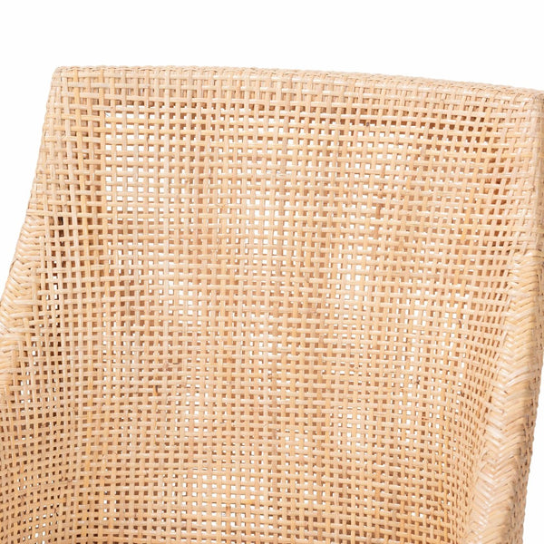 Baxton Studio bali Bali Beata Natural Rattan Dining Chair - Handcrafted Wingback Accent with Removable Cushion & Coastal Charm Beata-Light Honey/Wooden-Cushioned-DC