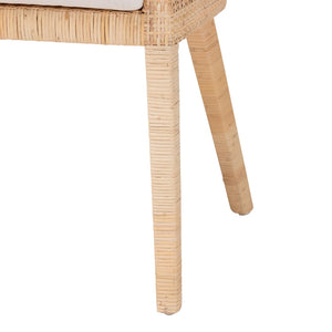 Baxton Studio bali Bali Beata Natural Rattan Dining Chair - Handcrafted Wingback Accent with Removable Cushion & Coastal Charm Beata-Light Honey/Wooden-Cushioned-DC