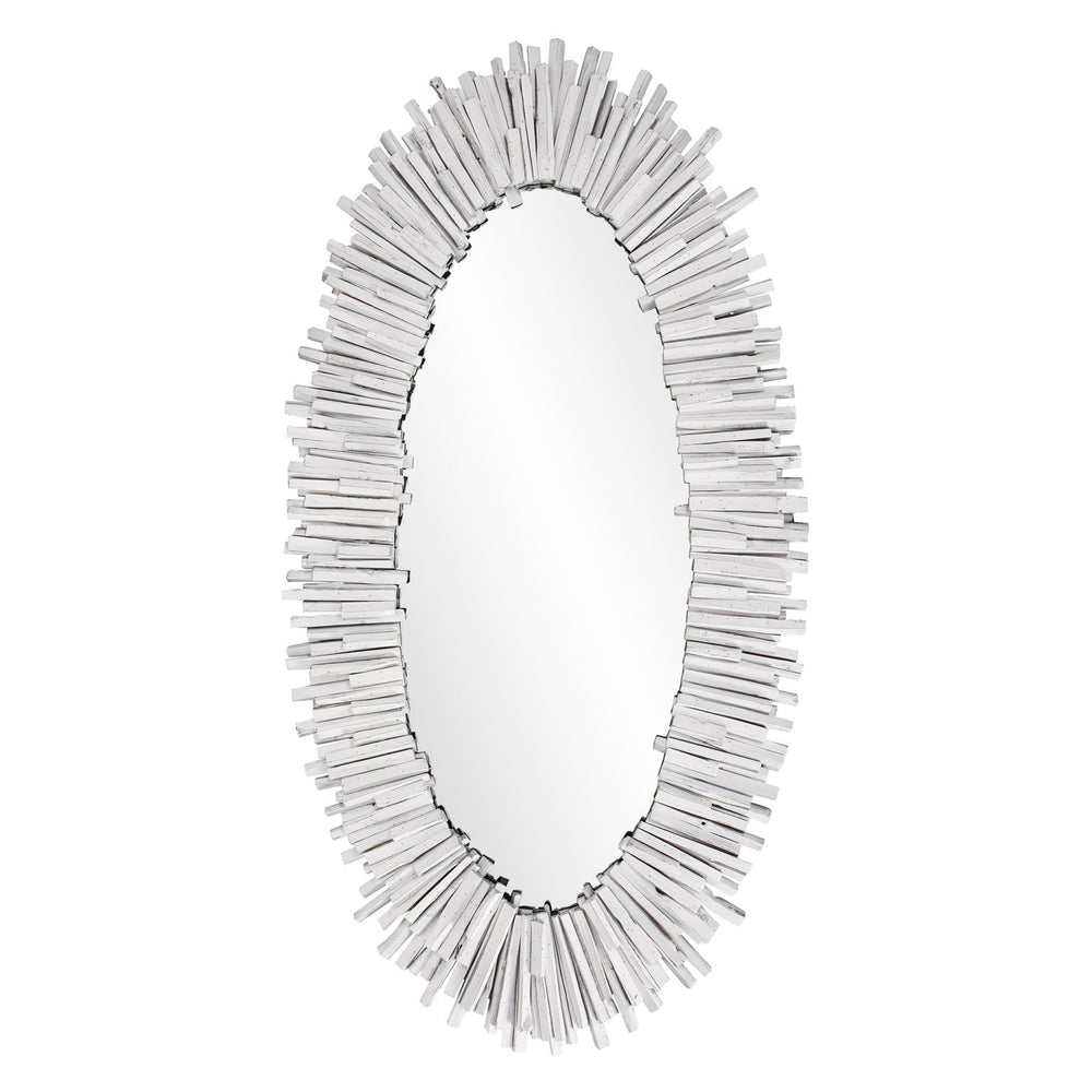 Howard Elliott Durango Coastal Driftwood Whitewashed Mirror – Oval Frame, Ready To Hang, Perfect For Rustic Decor White Wood 14340-howard-elliott