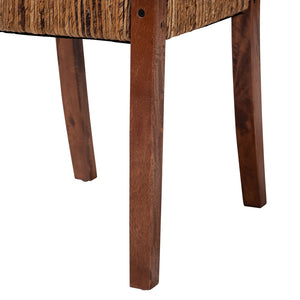 Baxton Studio bali Chabela Handwoven Seagrass Dining Chair Set of 2 – Rustic Mango Wood Frame, Boho Chic Comfort Cordoba-Type B-Light Brown Wood/Natural Weave-DC-KD Box