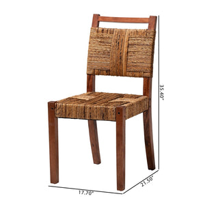 Baxton Studio bali Chabela Handwoven Seagrass Dining Chair Set of 2 – Rustic Mango Wood Frame, Boho Chic Comfort Cordoba-Type B-Light Brown Wood/Natural Weave-DC-KD Box