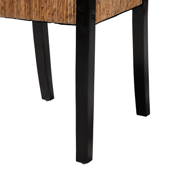 Baxton Studio bali Raniya Handwoven Seagrass Dining Chair Set of 2 - Rustic Boho Style with Solid Mango Wood Frame Cordoba-Type C-Black Wood/Natural Weave-DC-KD Box