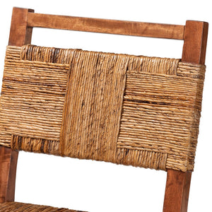 Baxton Studio bali Bali Chabela Seagrass Counter Stool Set of 2 - Handcrafted Mango Wood, Rustic Boho Kitchen Seating Luanda-Type B-Light Brown Wood/Natural Weave-CS-KD Box