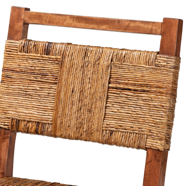 Baxton Studio bali Bali Chabela Seagrass Counter Stool Set of 2 - Handcrafted Mango Wood, Rustic Boho Kitchen Seating Luanda-Type B-Light Brown Wood/Natural Weave-CS-KD Box