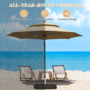 English Elm Round Cantilever Umbrella with Center Pole - 9-Rib Reinforced Aluminum Frame, 360° Pedal Rotate, Hydraulic Opening and 5-Position Tilt Adjustment for Superior Sun Protection Beige W1859P337923