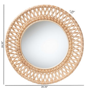 Baxton Studio bali Natural Rattan Wall Mirror - Handwoven Boho Coastal Decor for Bright Entryways & Living Rooms WS122-Natural Rattan-Mirror