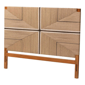 Baxton Studio bali Prita Handcrafted Mahogany Headboard with Geometric Paper Loom Design for Boho-Rustic Charm Queen Madeline-Brown-HB-Queen