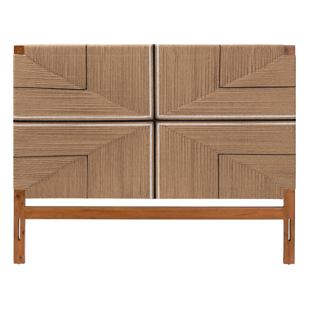 Baxton Studio bali Prita Handcrafted Mahogany Headboard with Geometric Paper Loom Design for Boho-Rustic Charm Queen Madeline-Brown-HB-Queen