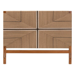 Baxton Studio bali Prita Handcrafted Mahogany Headboard with Geometric Paper Loom Design for Boho-Rustic Charm Queen Madeline-Brown-HB-Queen