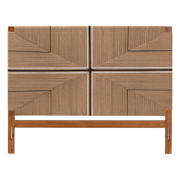 Baxton Studio bali Prita Handcrafted Mahogany Headboard with Geometric Paper Loom Design for Boho-Rustic Charm Queen Madeline-Brown-HB-Queen