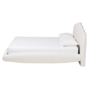 Baxton Studio Baxton Studio Grenier Modern Cream Boucle Floating Bed with Sculptural Headboard and Comfort Design Queen BBT61329-Floating Bed-Cream-Queen