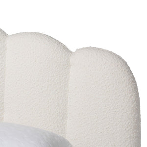 Baxton Studio Baxton Studio Grenier Modern Cream Boucle Floating Bed with Sculptural Headboard and Comfort Design Queen BBT61329-Floating Bed-Cream-Queen