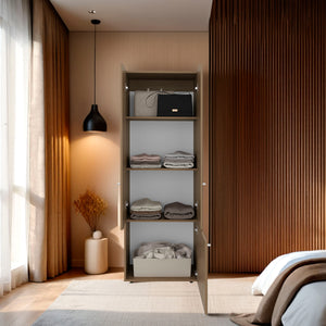 English Elm Armoir 66.9" H Natural Oak & White 3-Door Cabinet with 3 Shelves — Space-Saving, Durable, Eco-Friendly Storage B097P395915