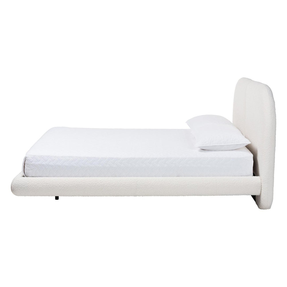 Baxton Studio Baxton Studio Cachet Floating Platform Bed – Elegant Cream Boucle Upholstered Minimalist Design King BBT61330-Floating Bed-Cream-King