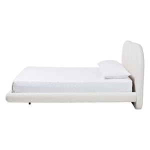 Baxton Studio Baxton Studio Cachet Floating Platform Bed – Elegant Cream Boucle Upholstered Minimalist Design King BBT61330-Floating Bed-Cream-King