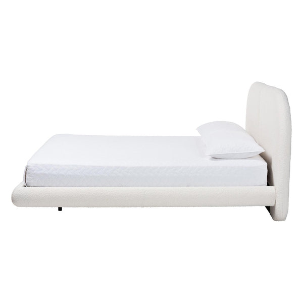Baxton Studio Baxton Studio Cachet Floating Platform Bed – Elegant Cream Boucle Upholstered Minimalist Design King BBT61330-Floating Bed-Cream-King