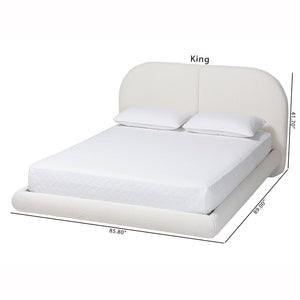 Baxton Studio Baxton Studio Cachet Floating Platform Bed – Elegant Cream Boucle Upholstered Minimalist Design King BBT61330-Floating Bed-Cream-King